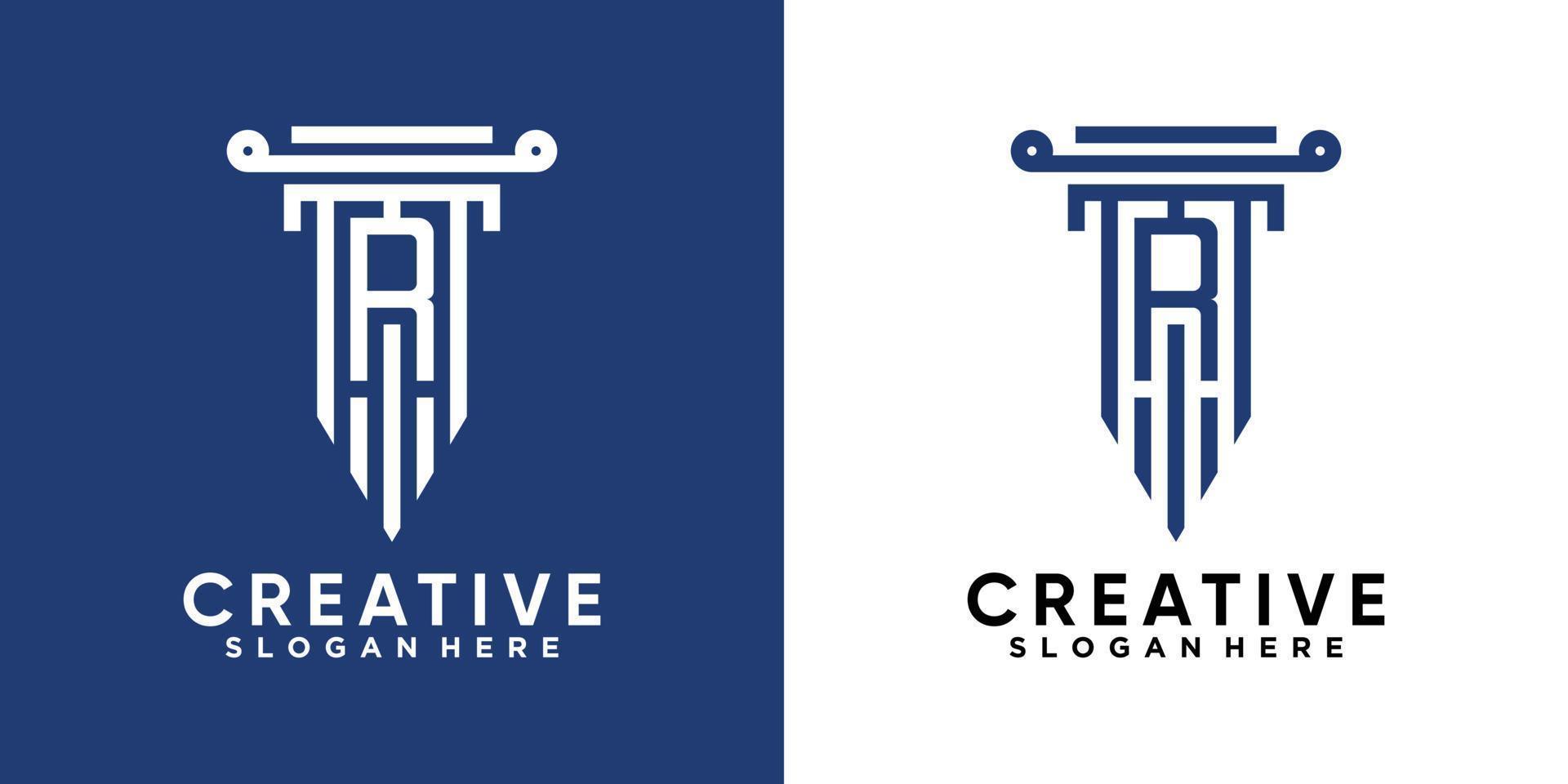 création de logo pilier et dernier r avec concept créatif vecteur