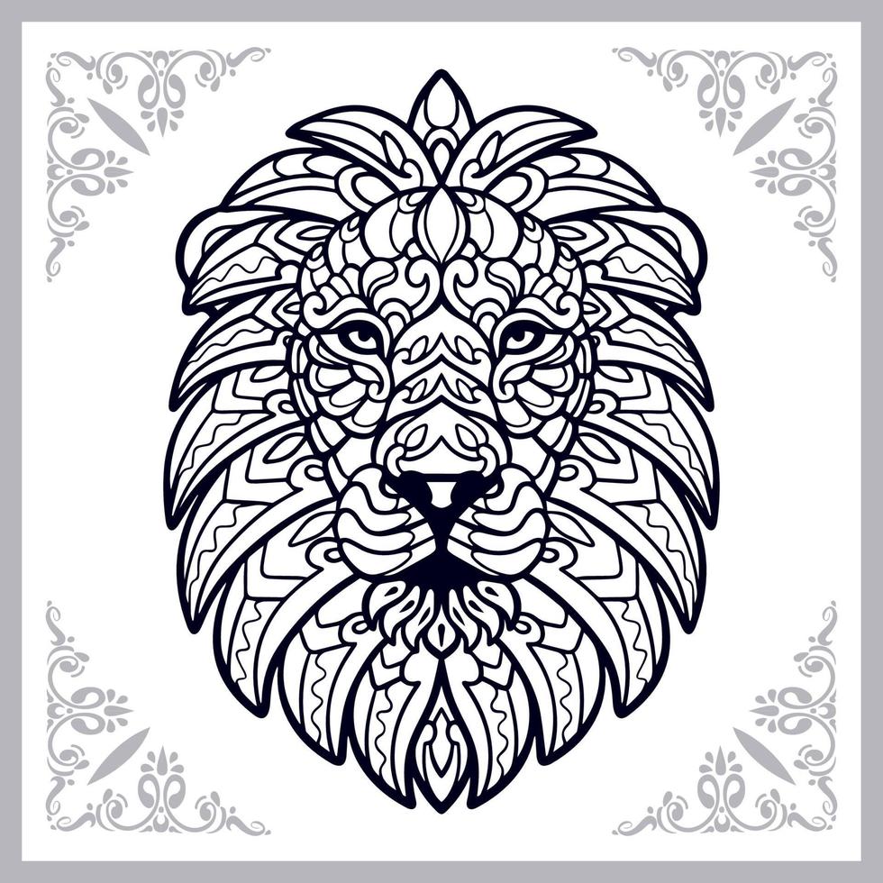 Lion mandala arts isolé sur fond blanc vecteur