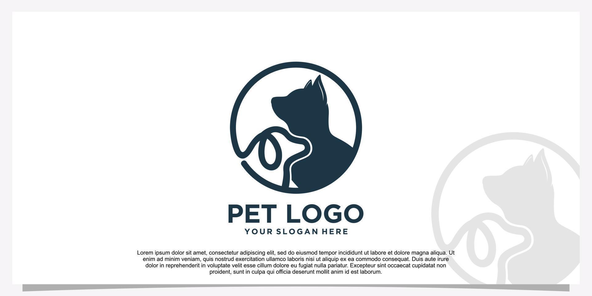 modèle de conception de logo pour animaux de compagnie icône pour animaux de compagnie concept simple vecteur premium