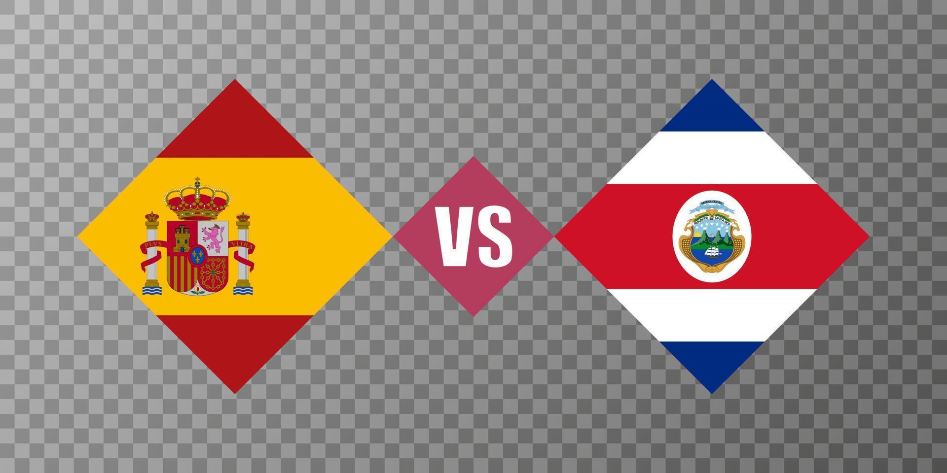 concept de drapeau espagne vs costa rica. illustration vectorielle. vecteur