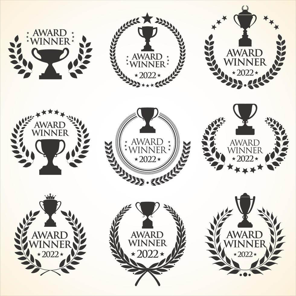 illustration vectorielle de la collection noire de l'emblème du lauréat du prix vecteur