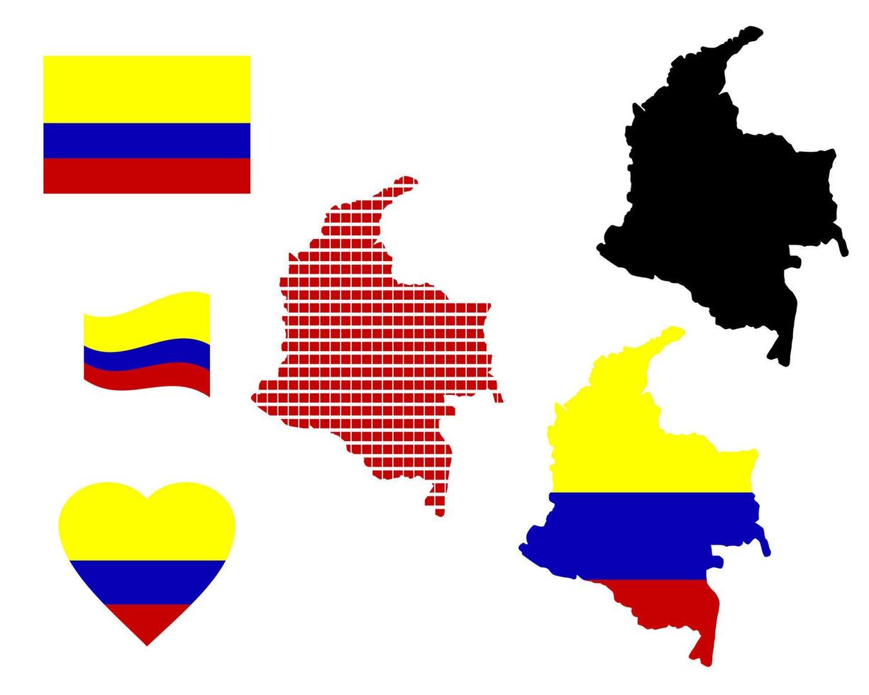 carte de la colombie différents types et symboles sur fond blanc vecteur