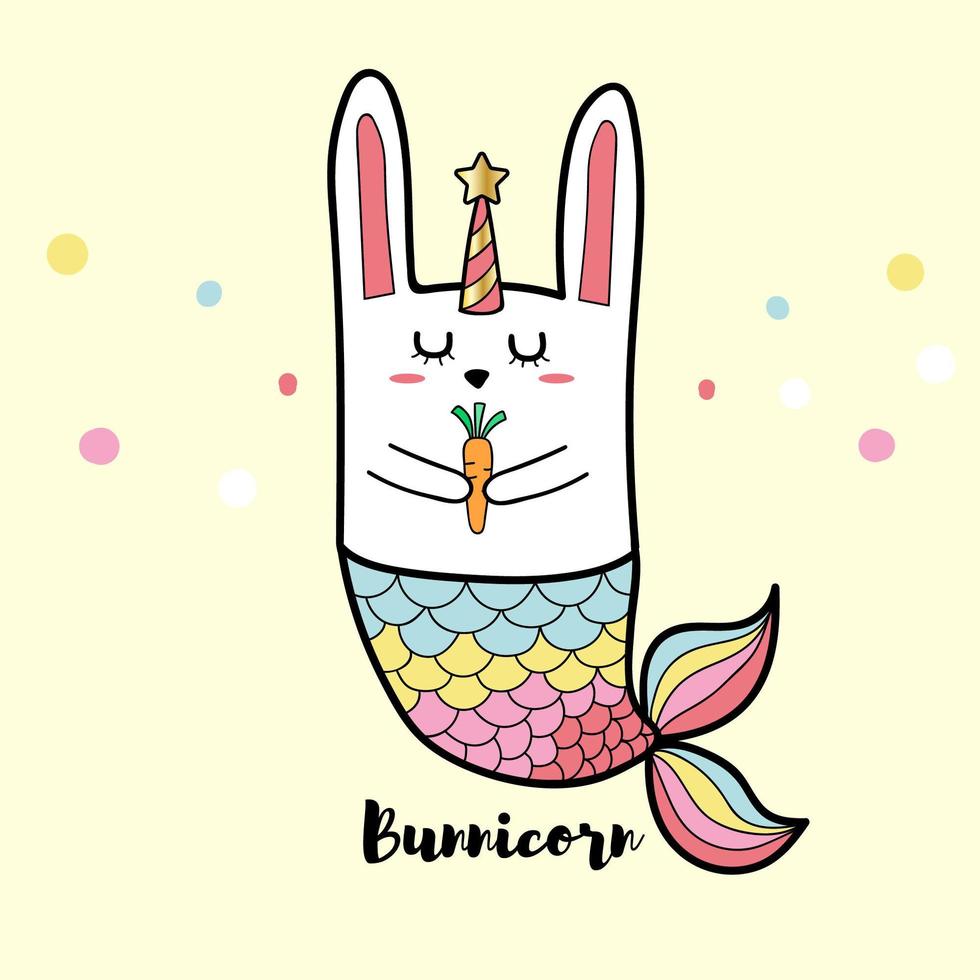 lapin bunnicorn sirène vecteur