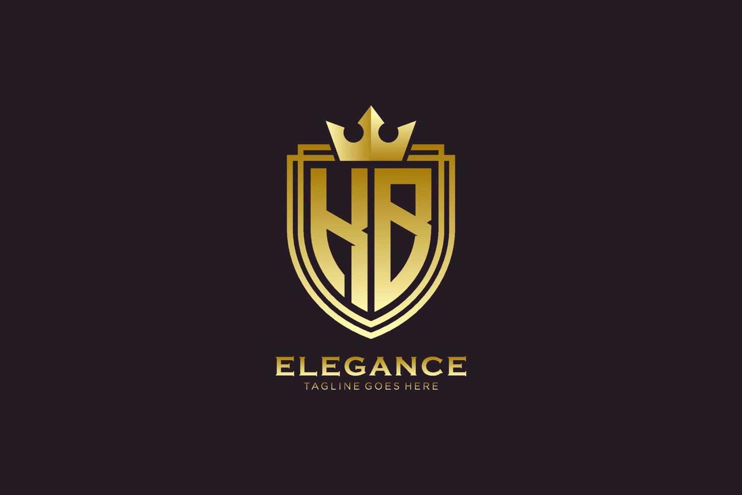 logo monogramme de luxe élégant initial kb ou modèle de badge avec volutes et couronne royale - parfait pour les projets de marque de luxe vecteur