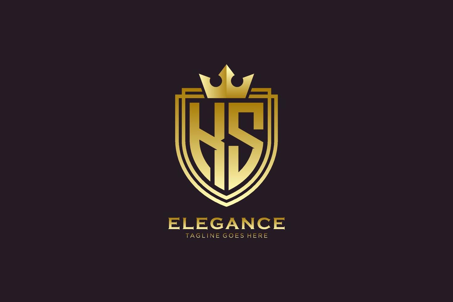 logo monogramme de luxe élégant initial ks ou modèle de badge avec volutes et couronne royale - parfait pour les projets de marque de luxe vecteur