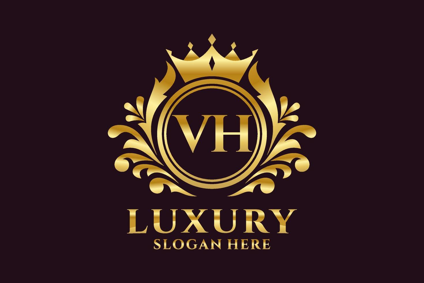 modèle de logo de luxe royal de lettre vh initiale dans l'art vectoriel pour des projets de marque luxueux et d'autres illustrations vectorielles.