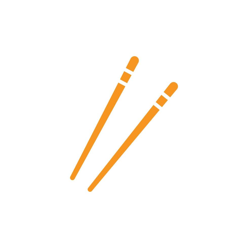 eps10 vecteur orange baguettes en bambou abstrait solide icône isolé sur fond blanc. symbole de paire de baguettes chinoises dans un style moderne et plat simple pour la conception de votre site Web, votre logo et votre application mobile