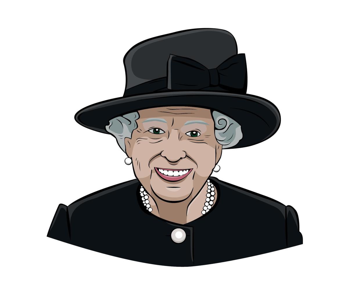portrait de visage de la reine elizabeth avec costume noir britannique royaume-uni national europe pays illustration vectorielle conception abstraite vecteur