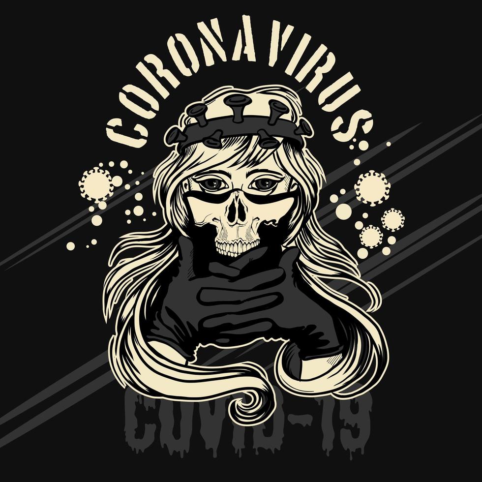 pandémie corona virus girl in mask vecteur