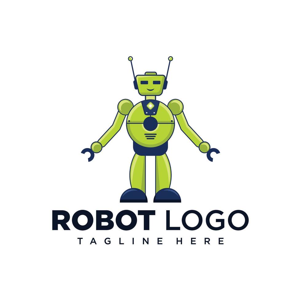 création de logo de personnage de robot mignon pour la mascotte de l'entreprise ou la mascotte de la communauté vecteur