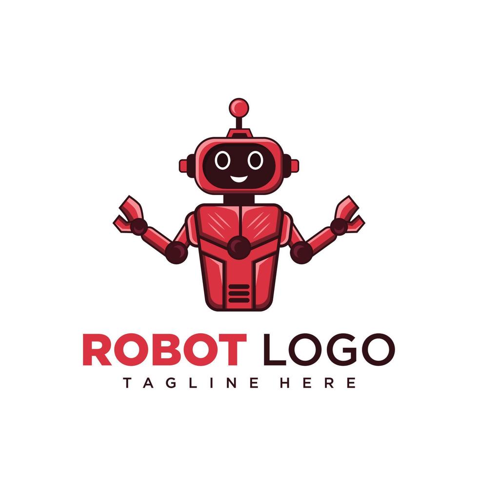 création de logo de personnage de robot mignon pour la mascotte de l'entreprise ou la mascotte de la communauté vecteur