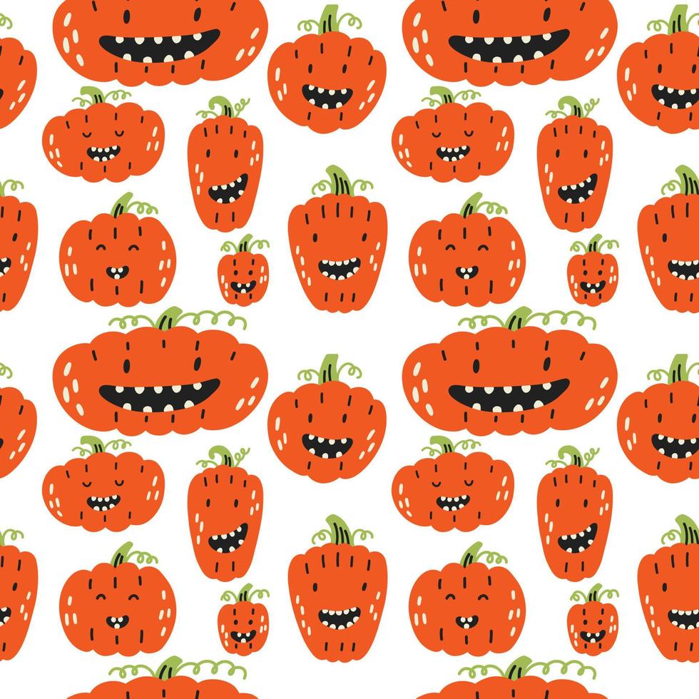 citrouille orange caractères motif halloween vecteur