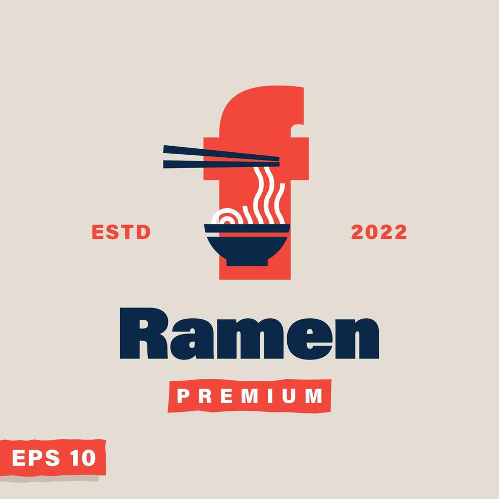 logo de l'alphabet f de ramen vecteur