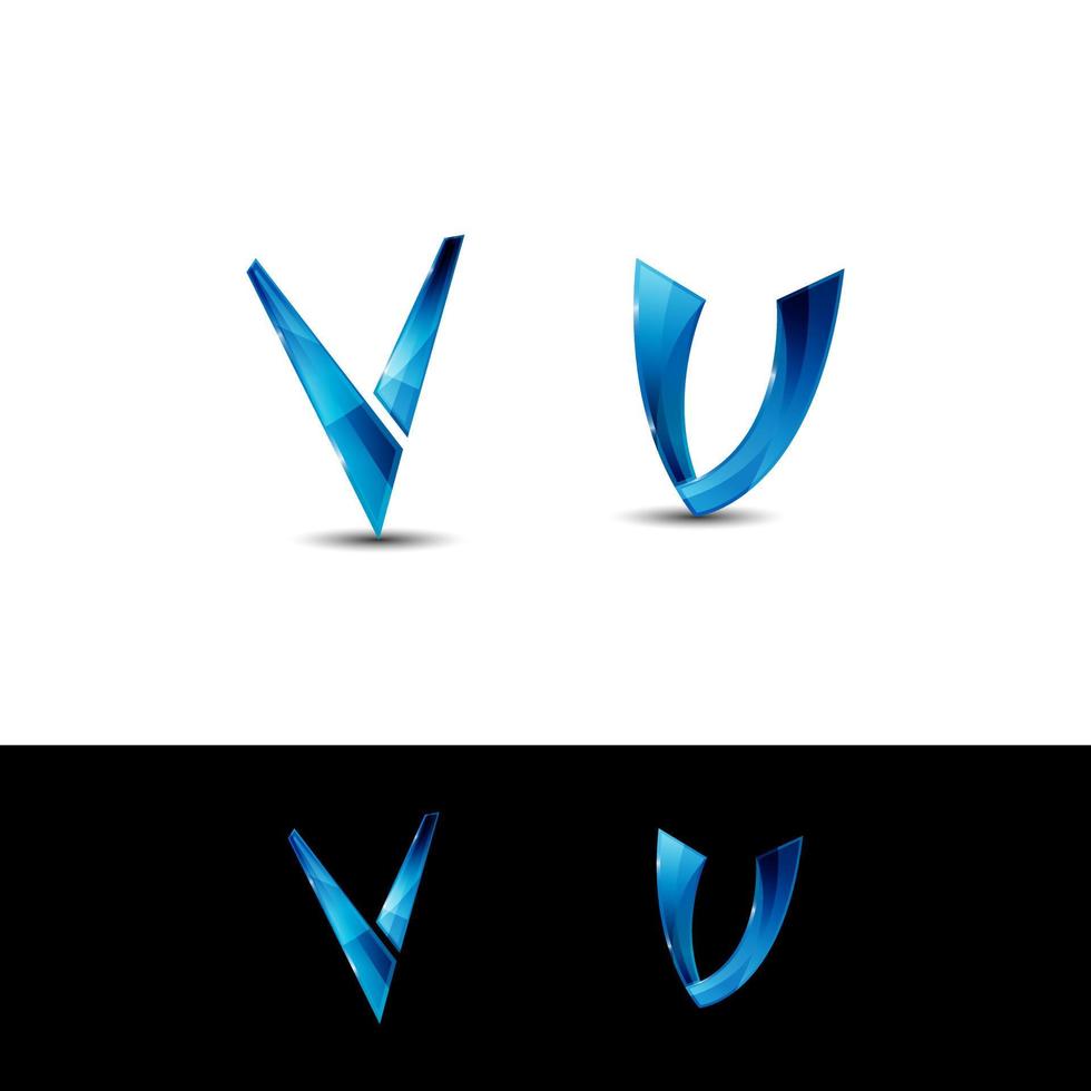 ensemble de logo lettre v. Style 3D. simple et élégant. vecteur