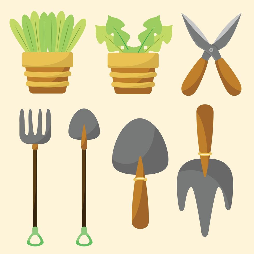 collection d'outils de jardinage en illustration vectorielle design plat vecteur