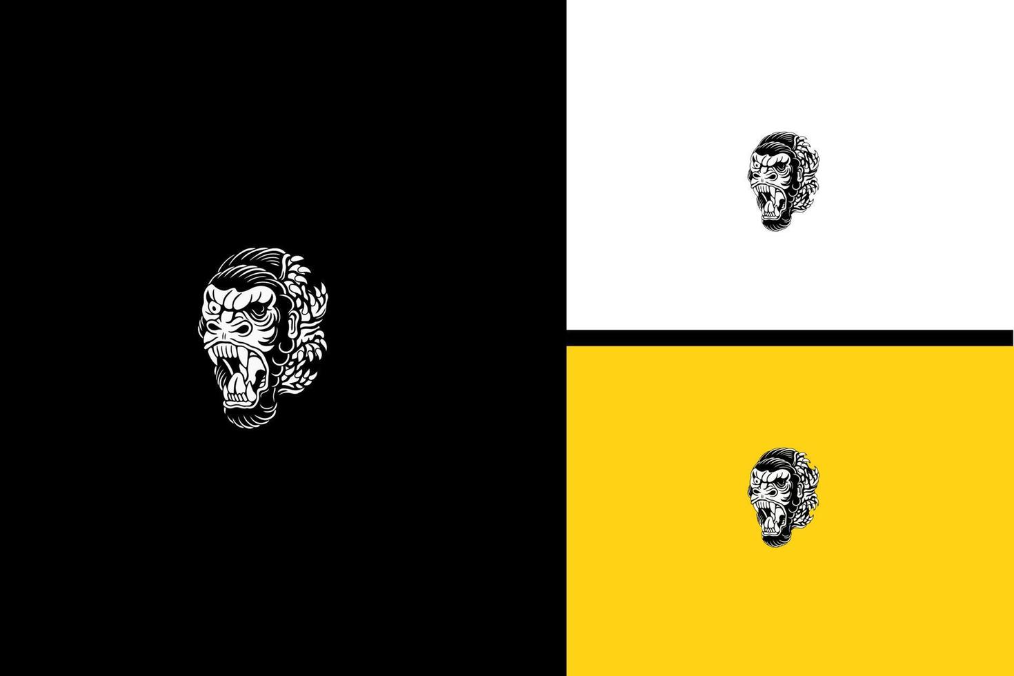 tête, singe, zombie, vecteur, illustration, noir blanc vecteur