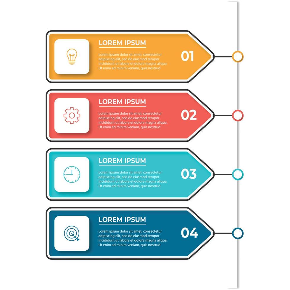 élément de conception infographique de la chronologie et concept d'entreprise d'options de nombre avec 4 étapes vecteur