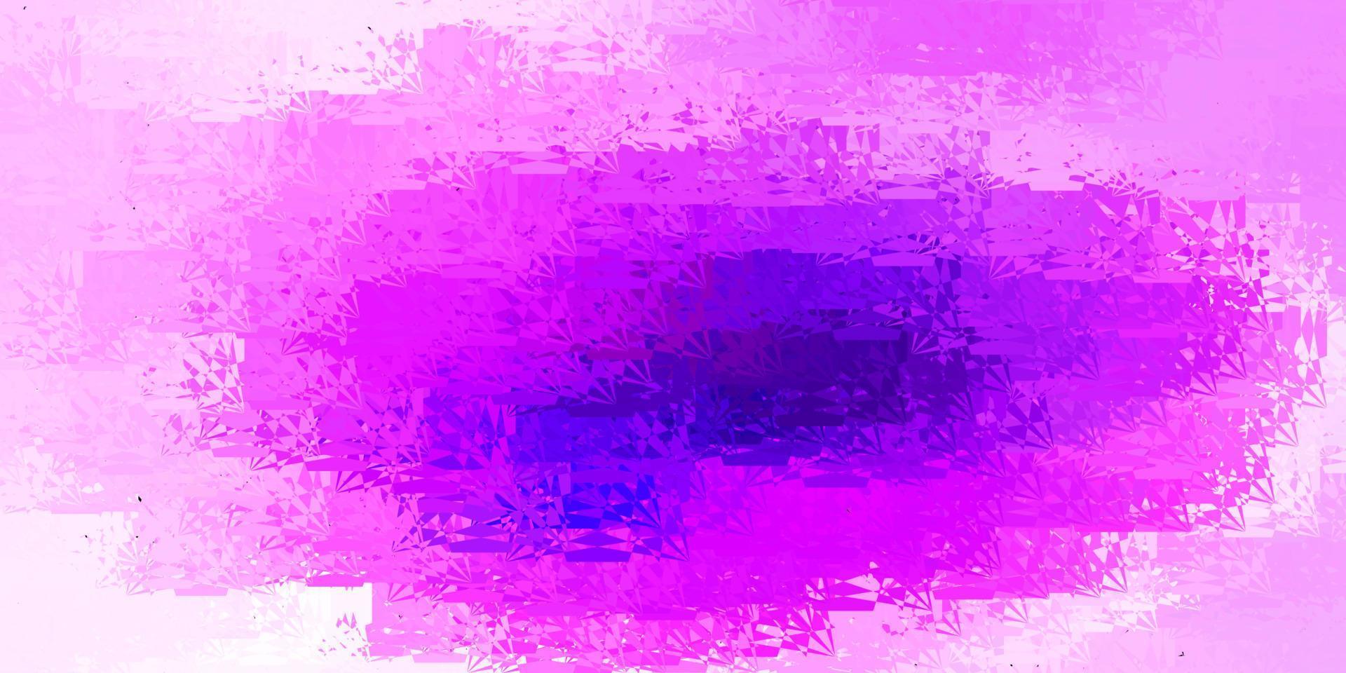 toile de fond de vecteur violet clair, rose avec des triangles, des lignes.