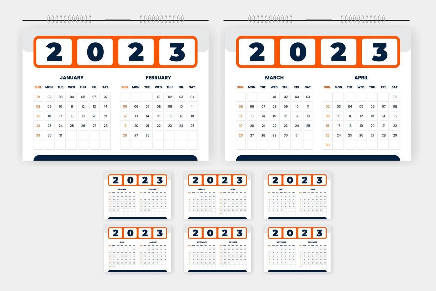 modèle de conception de calendrier de bureau abstrait moderne 2023 vecteur