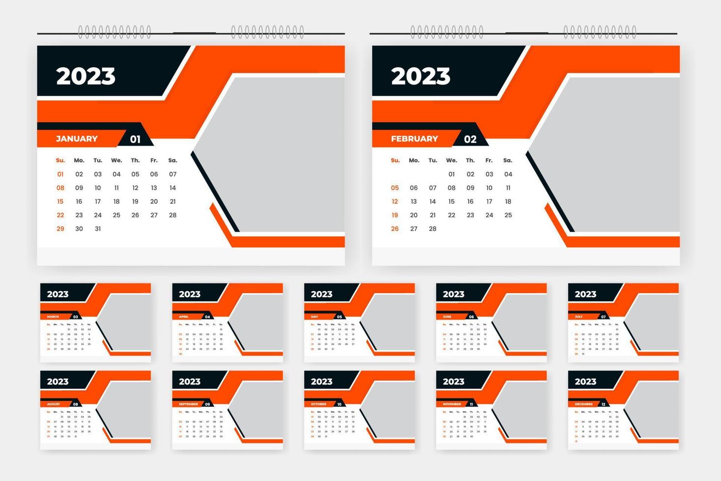 modèle de conception de calendrier de bureau abstrait moderne 2023 vecteur