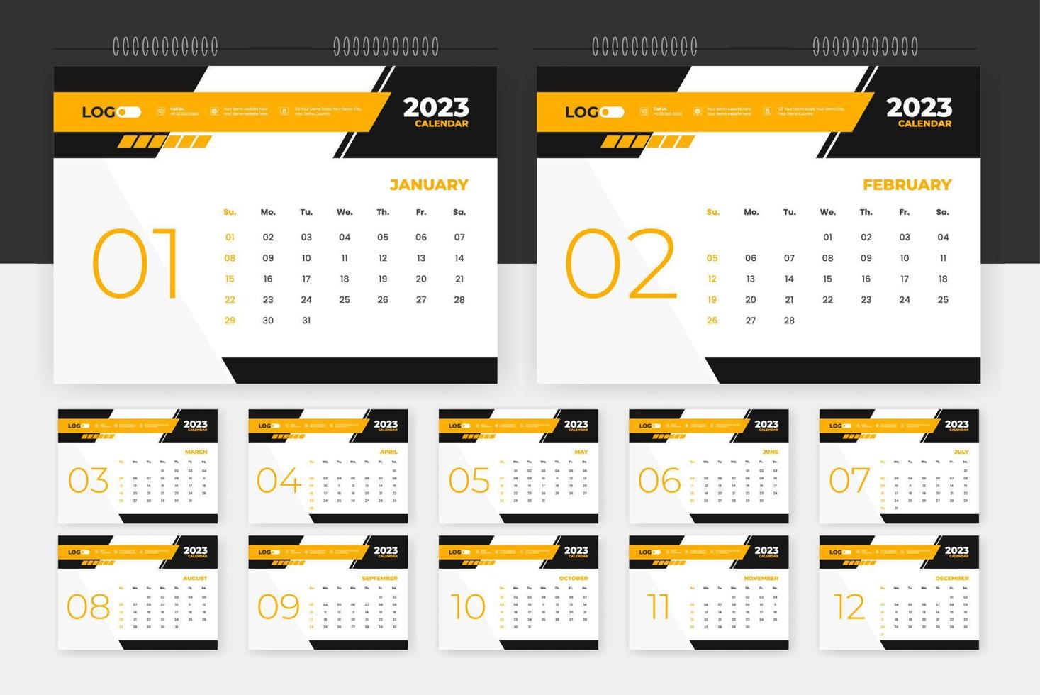 modèle de conception de calendrier de bureau abstrait moderne 2023 vecteur