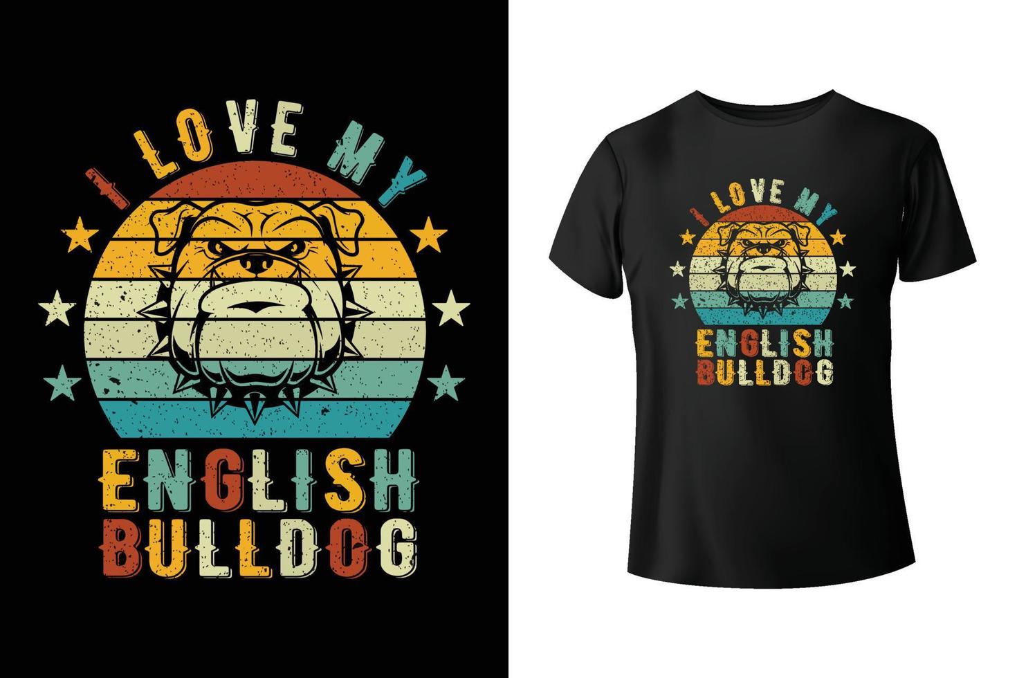 j'aime mon bulldog anglais - modèle de conception de t-shirt bulldog vecteur