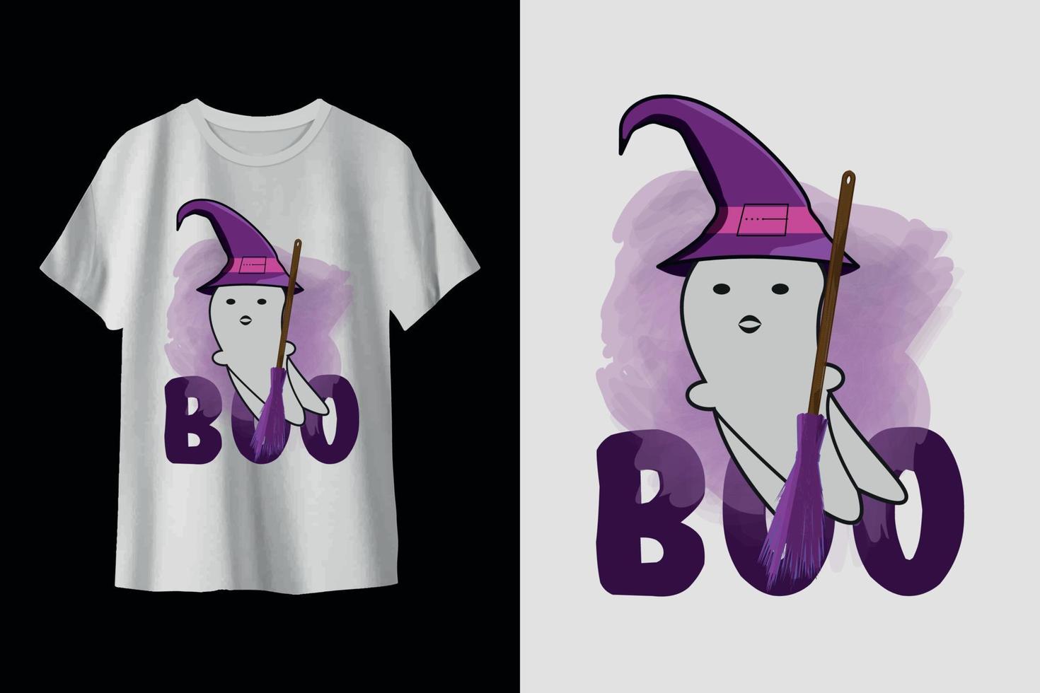 conception de t-shirt boo halloween pour les enfants vecteur