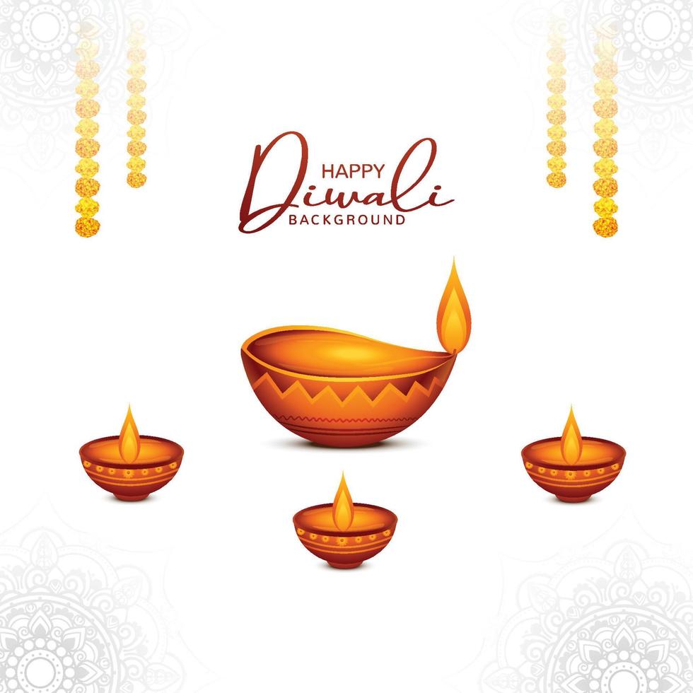 festival indien traditionnel diwali avec fond de carte de lampes vecteur