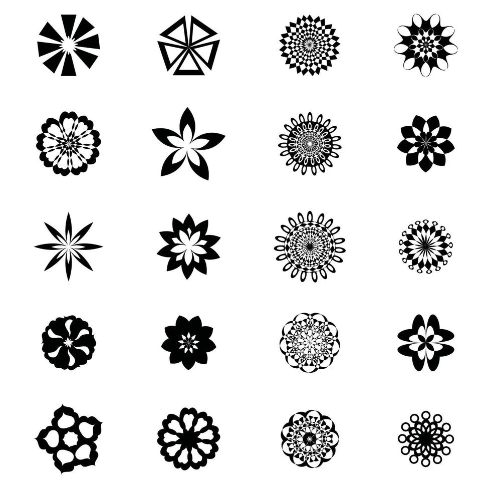 ensemble de symboles de forme de fleur vecteur