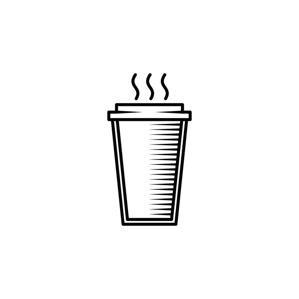 verrerie ou icône de verre de café avec de l'eau chaude sur fond blanc. style simple, ligne, silhouette et épuré. noir et blanc. adapté au symbole, au signe, à l'icône ou au logo vecteur
