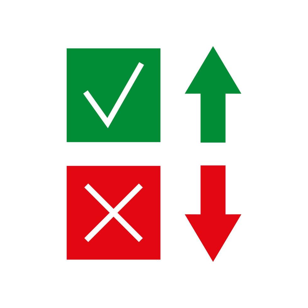 coche et croix avec flèche vers le haut et vers le bas vecteur