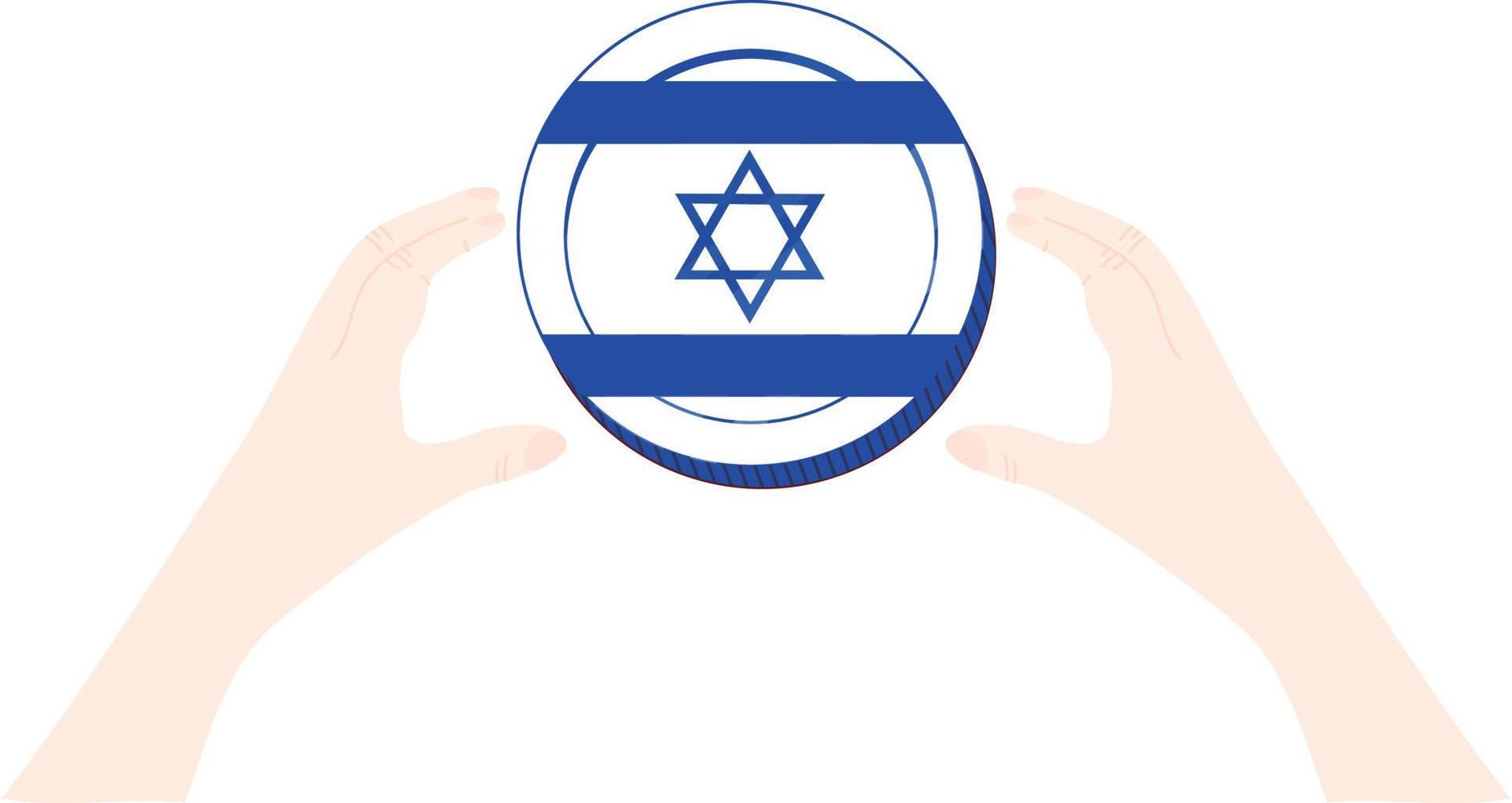vecteur de drapeau israélien dessiné à la main, vecteur de nouveau sheqel israélien dessiné à la main
