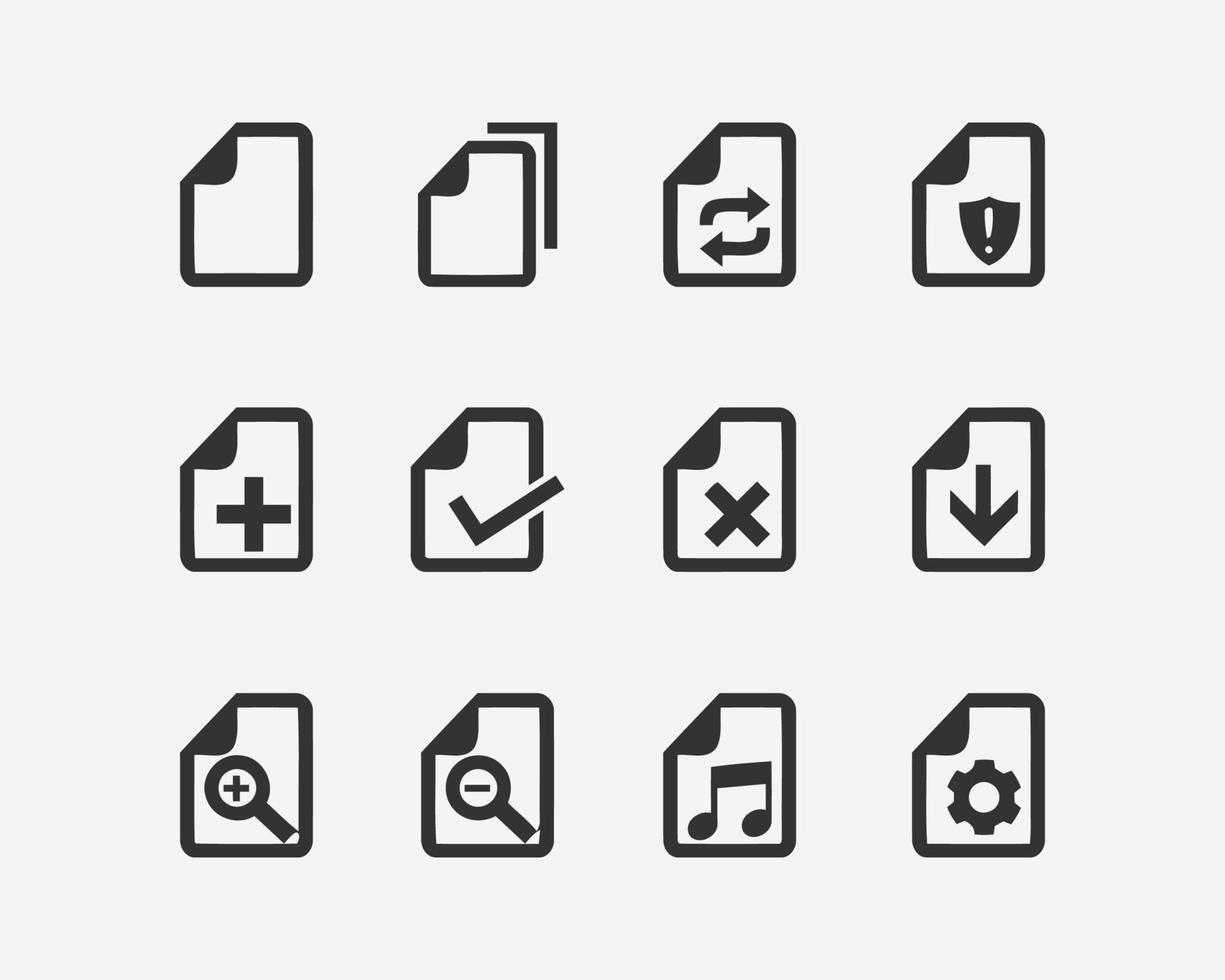 icône de vecteur de jeu de documents. ensemble de symbole d'icône de document de fichier. illustration vectorielle de fichier sur motif isolé