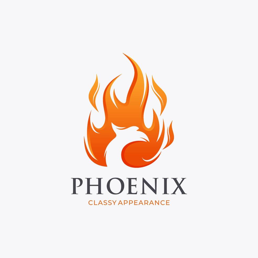 modèle de conception de logo phoenix de feu vecteur