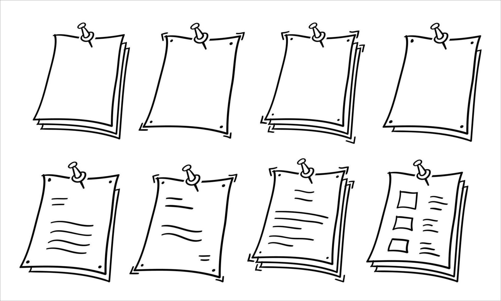 papier à lettres dessiné à la main avec bouton poussoir dans un style doodle vecteur