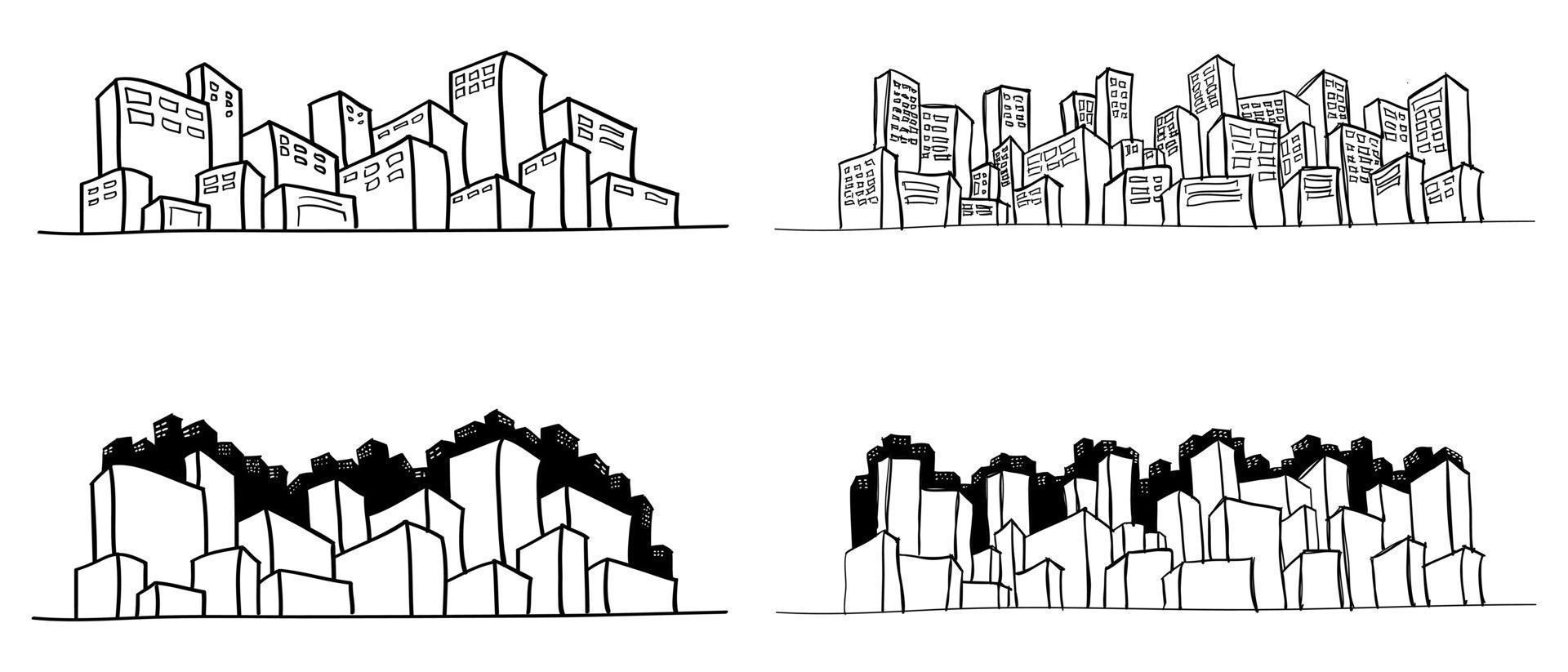 ensemble d'illustrations de paysage urbain dessinées à la main dans un style doodle vecteur