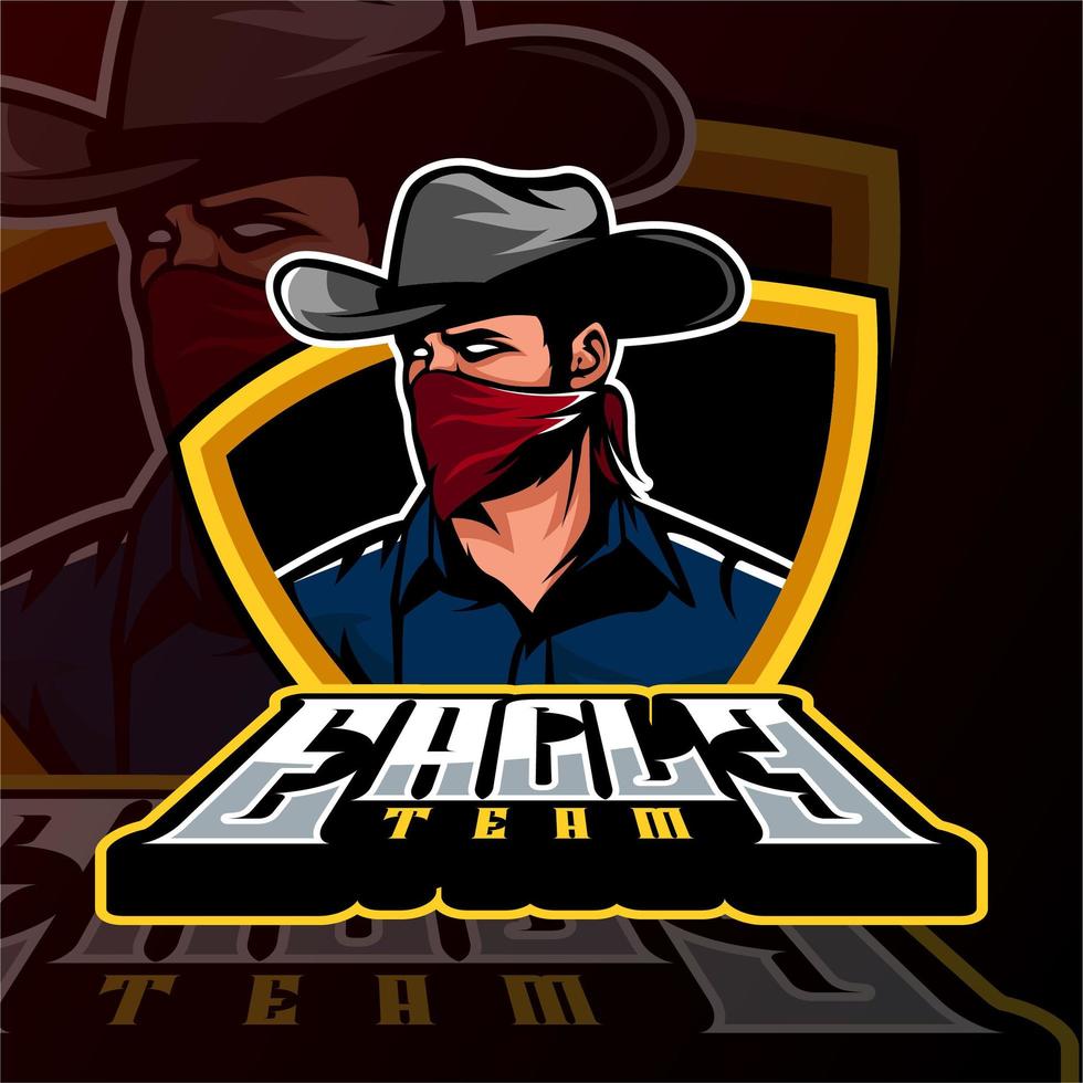 logo mafia cowboy logo de jeu esports vecteur