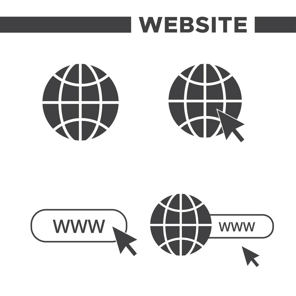 ensemble de 4 icônes www simples vecteur