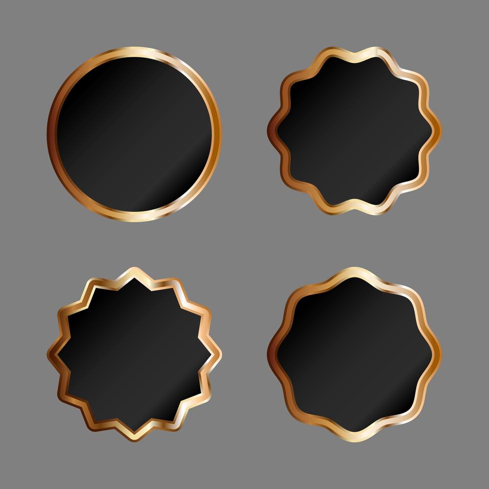 badges noirs avec bordure dorée vecteur