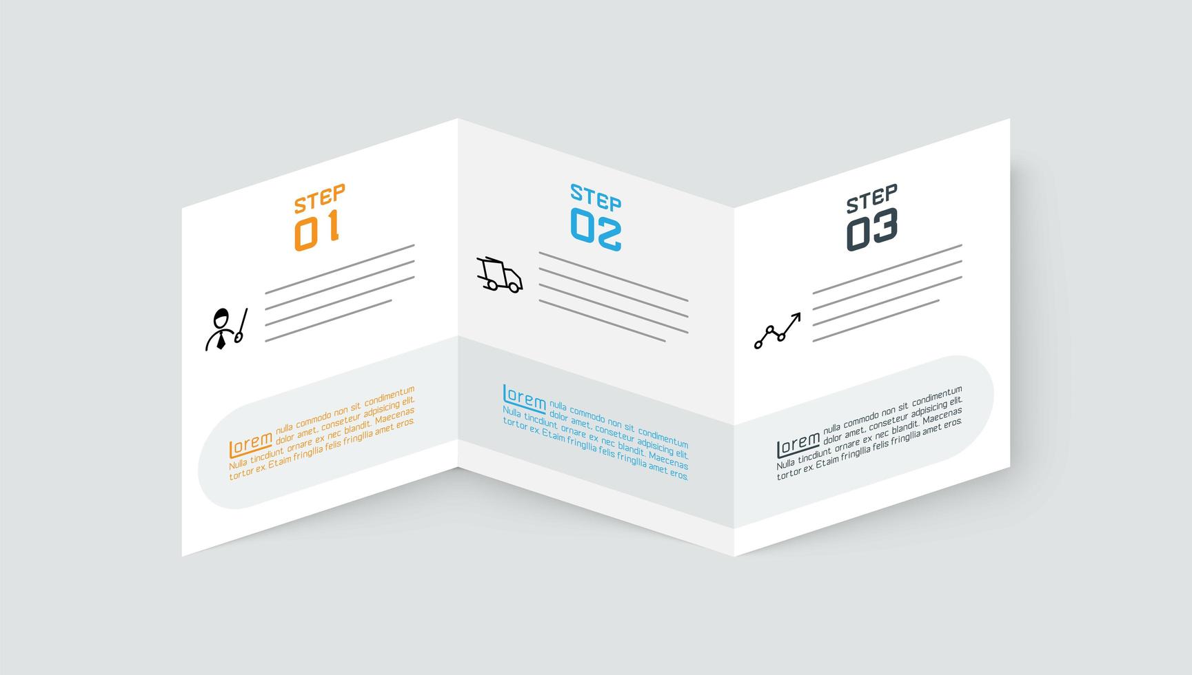 infographie papier horizontale à trois volets vecteur