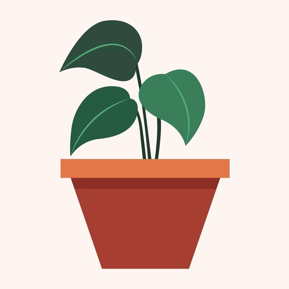 vecteur de fond de dessin animé de plante en pot. vecteur d'icônes de plante plate