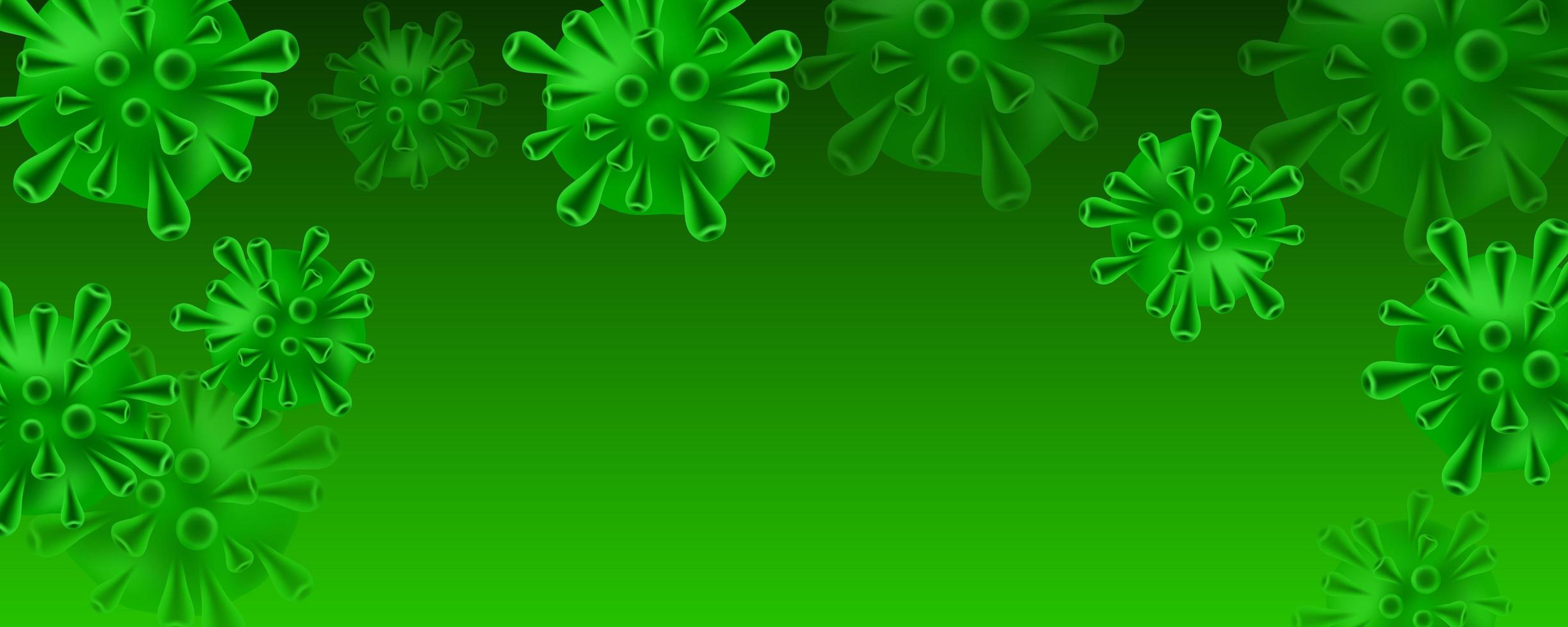 cellules de coronavirus vert avec espace pour le texte vecteur