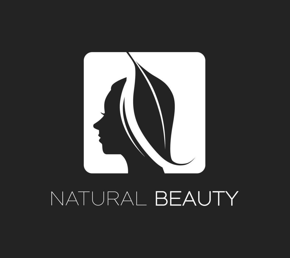 concept élégant de logo de beauté naturelle sur fond noir vecteur