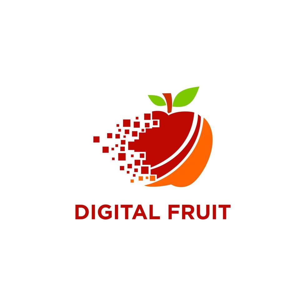 vecteur de stock de logo de technologie de fruit abstrait numérique