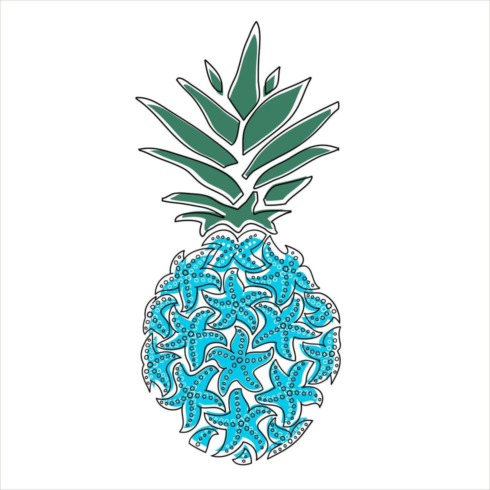 vecteur d'icône d'ananas d'étoiles de mer. Fruit exotique.