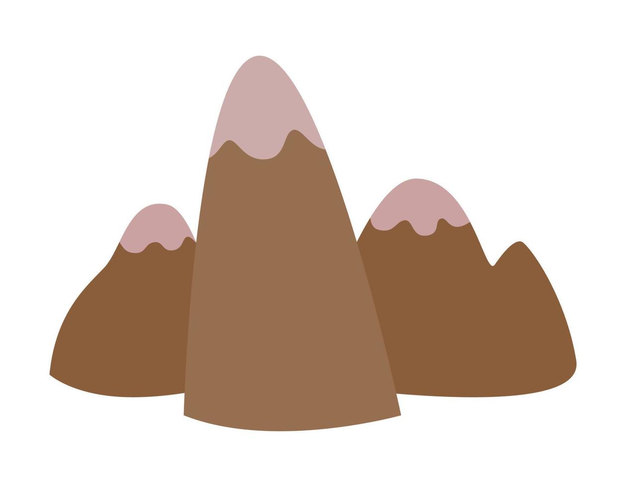 montagnes. nature d'illustration de griffonnage. montagnes mignonnes dans un style simple dessiné à la main, illustration vectorielle plane isolée sur fond blanc. montagnes minimalistes pour un design enfantin. vecteur