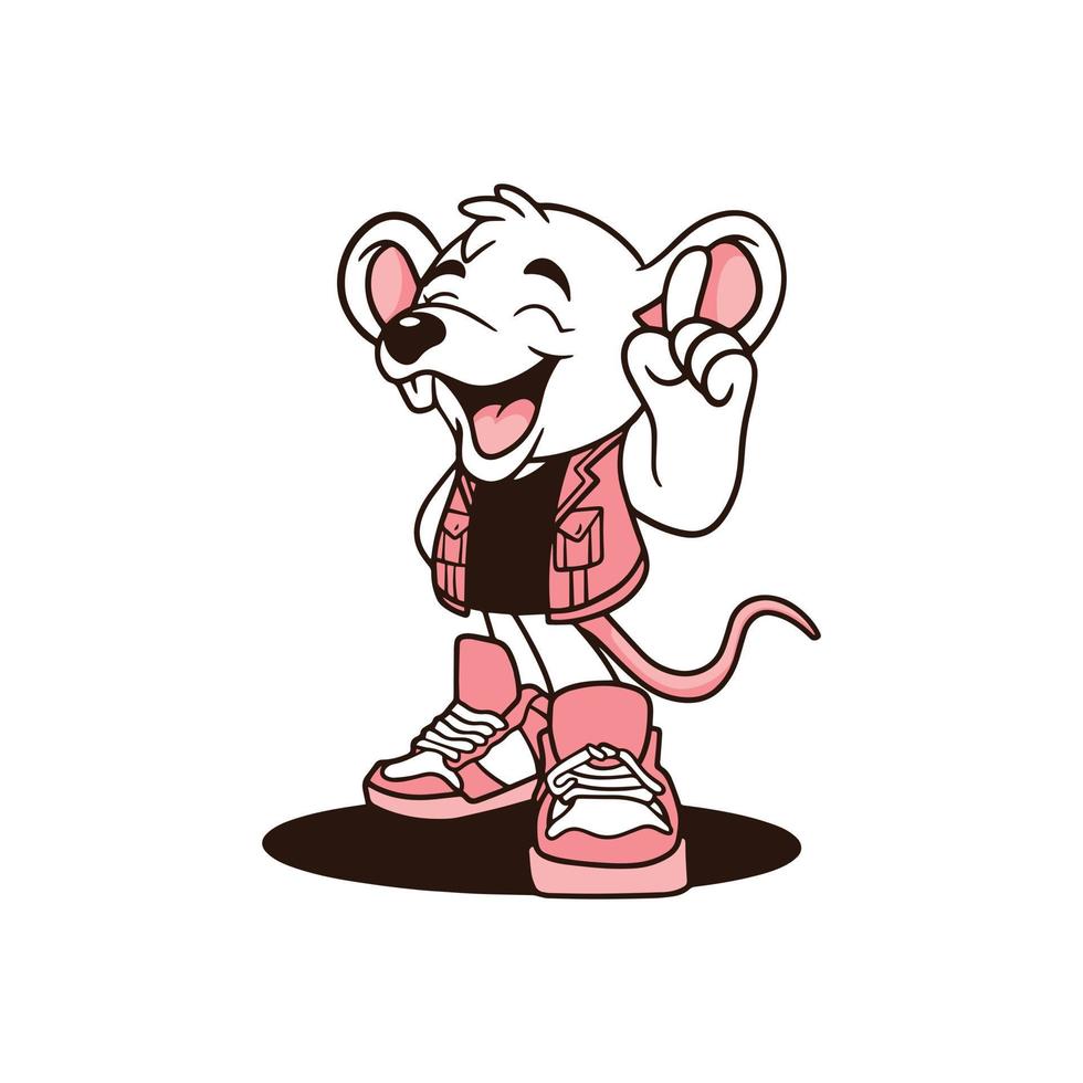 adorables personnages du logo de la souris avec des vestes et des chaussures vecteur