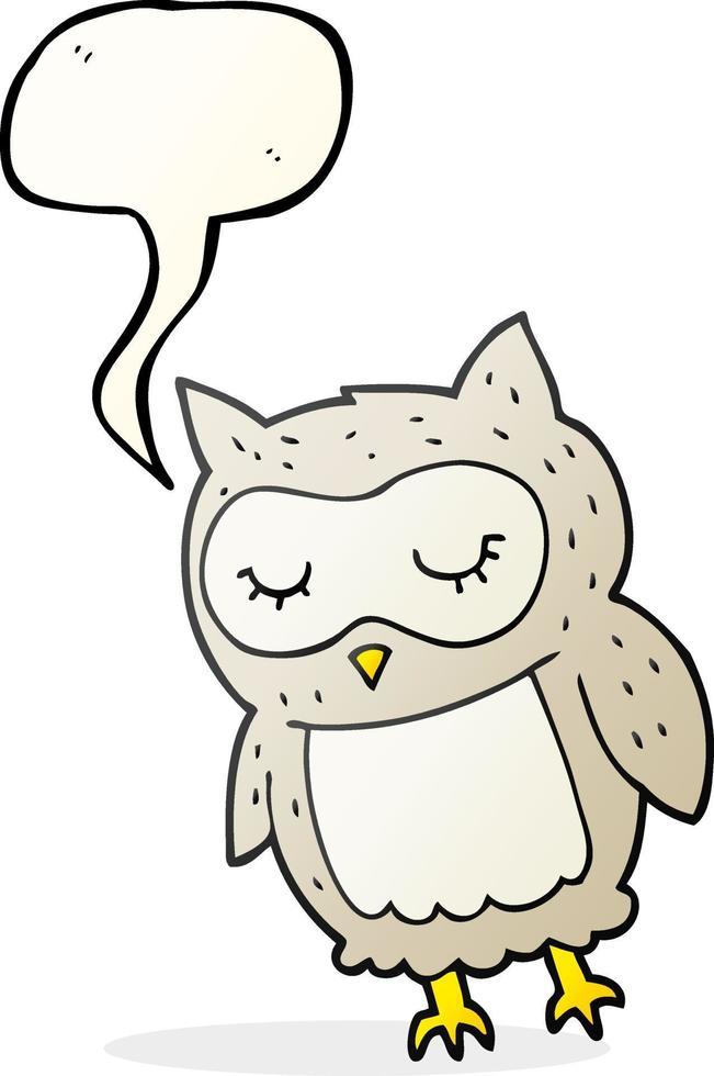 hibou de dessin animé de bulle de discours dessiné à main levée vecteur