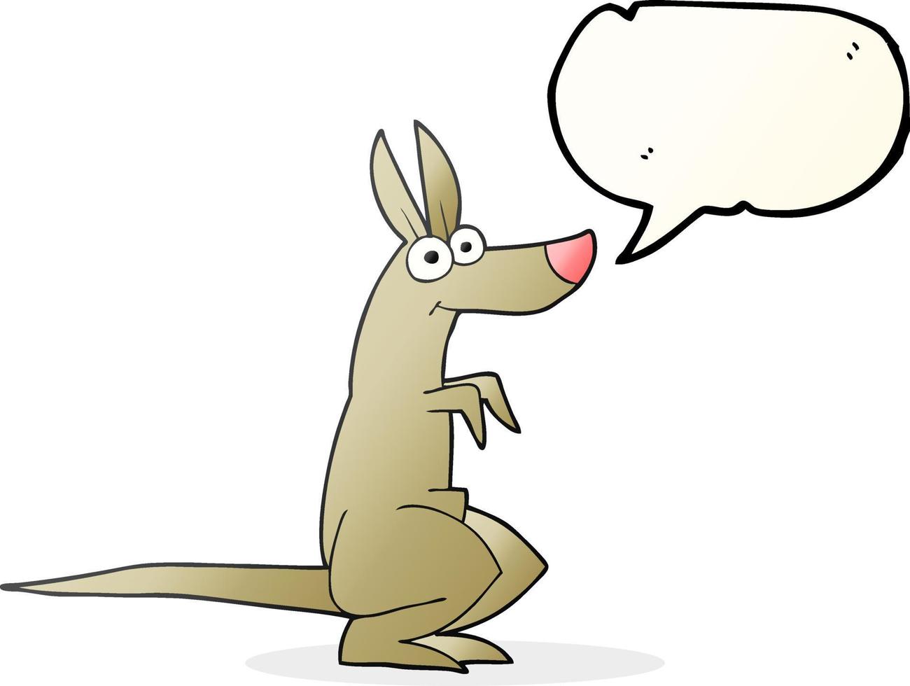 kangourou de dessin animé de bulle de discours dessiné à main levée vecteur