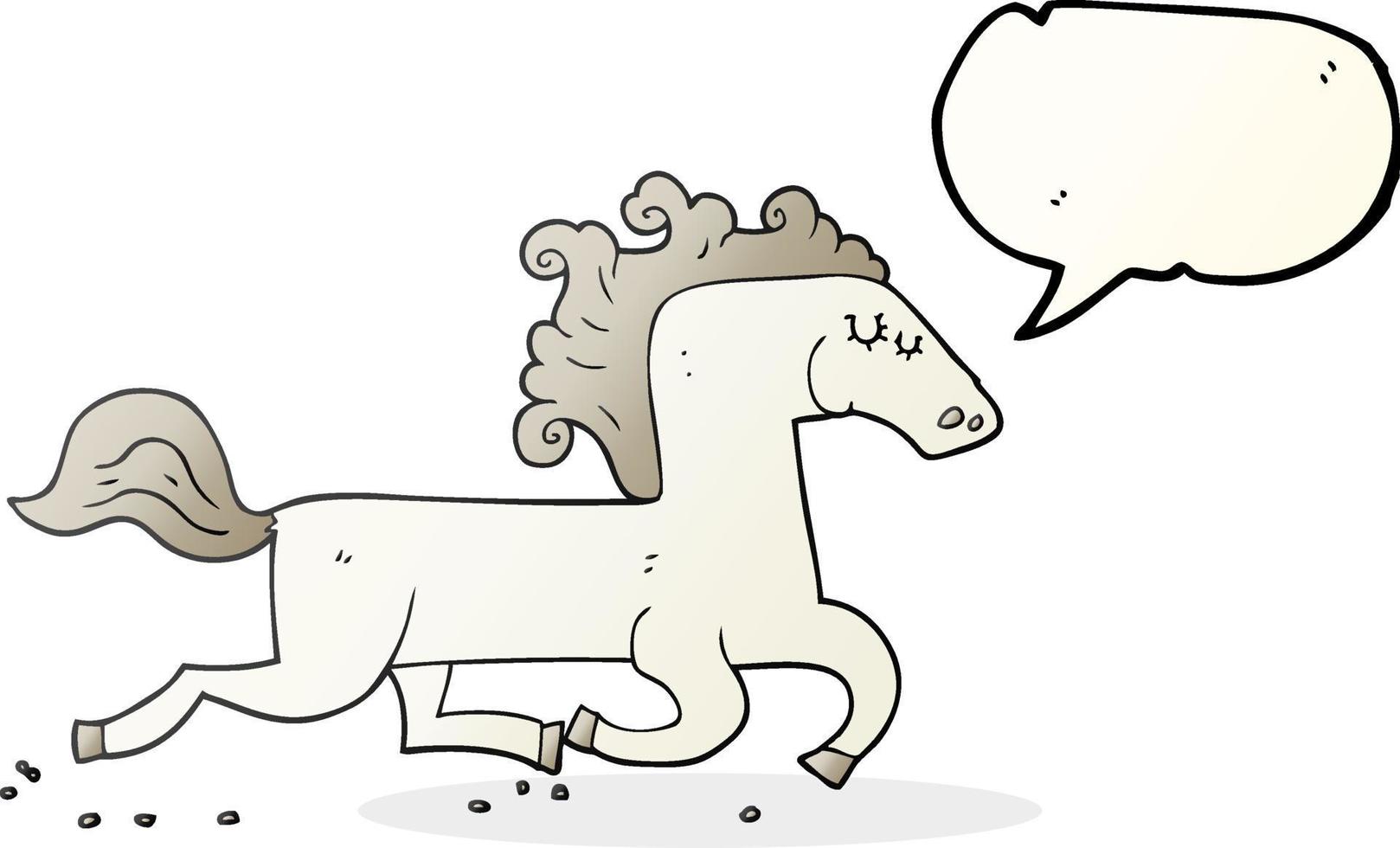 cheval de course de dessin animé de bulle de discours dessiné à main levée vecteur